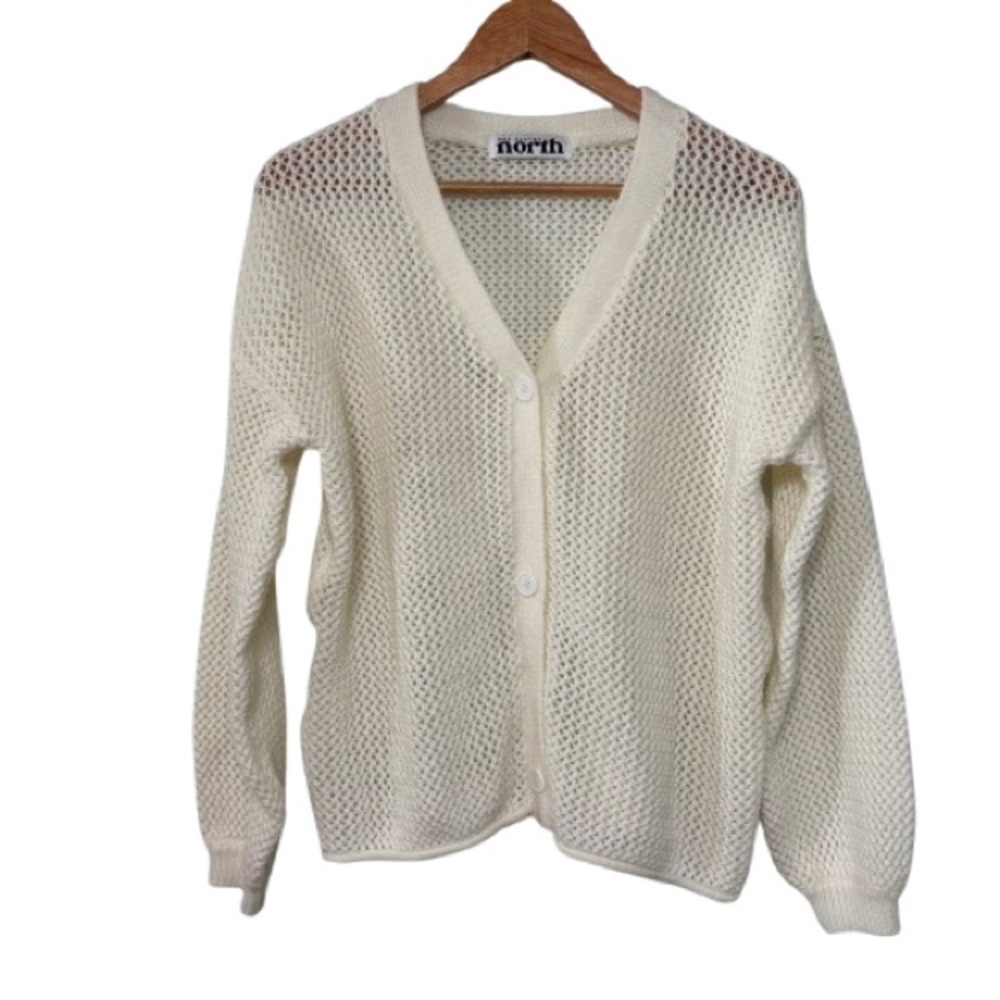 One Eleven North Cream Open Weave Chunky Knit Cardigan Size M